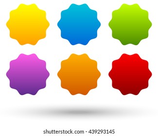 Set of 6 colorful, vivid button, banner backgrounds with blank space for your message. Colorful, bright tags, labels. Abstract design elements