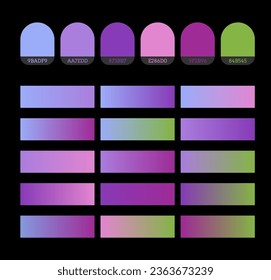 Set of 6 colors. Gradient samples from a combination of 6 colors. A set of templates for creativity and design