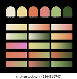 Set of 6 colors. Gradient samples from a combination of 6 colors. A set of templates for creativity and design