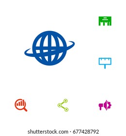Set Of 6 Commercial Icons Set.Collection Of World, Inbox, Market And Other Elements.