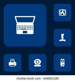 Set Of 6 Computer Icons Set.Collection Of Notebook, Record, Peripheral And Other Elements.