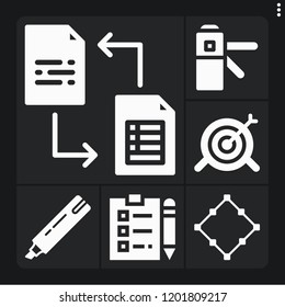 Set of 6 concept filled icons such as target, marker, exchange, square, access