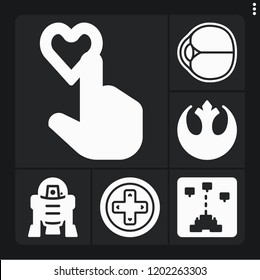 Set Of 6 Concept Filled Icons Such As Eye, Gamepad, Rating, Game, Rebel Alliance