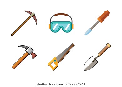 Set of 6 construction tools icons