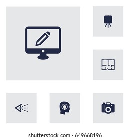 Set Of 6 Constructive Icons Set.Collection Of Stand , Photo, Idea Elements.