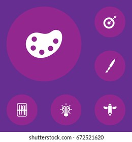 Set Of 6 Constructive Icons Set.Collection Of Case, Bulb, Arrow And Other Elements.