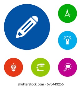 Set Of 6 Constructive Icons Set.Collection Of Pen, Illuminator, Writing And Other Elements.