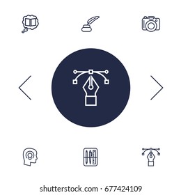 Set Of 6 Constructive Outline Icons Set.Collection Of Knowledge, Concept, Dslr Camera And Other Elements.