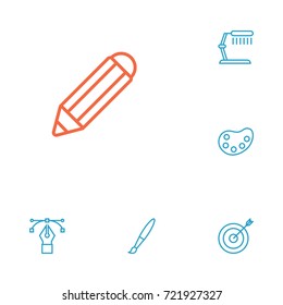 Set Of 6 Constructive Outline Icons Set.Collection Of Target, Paintbrush, Palette And Other Elements.