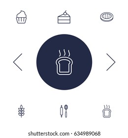 Set Of 6 Cook Outline Icons Set.Collection Of Cheesecake, Wheat, Apple Pie And Other Elements.