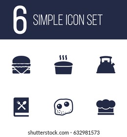 Set Of 6 Cooking Icons Set.Collection Of Loaf, Sandwich, Cooking Instruction Elements.
