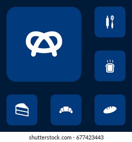 Set Of 6 Cooking Icons Set.Collection Of Snack, Whisk, Dessert And Other Elements.