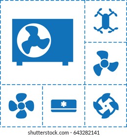 Set of 6 cooler filled icons such as fan, air conditioner