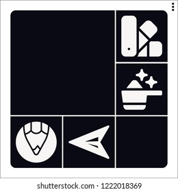 Set of 6 creative filled icons such as pencil, detergent, geek, green arrow, pantone