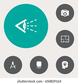 Set Of 6 Creative Icons Set.Collection Of Photo, Idea, Look And Other Elements.