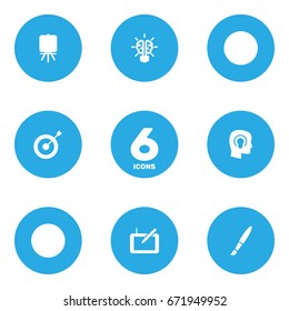 Set Of 6 Creative Icons Set.Collection Of Brush, Arrow, Idea And Other Elements.