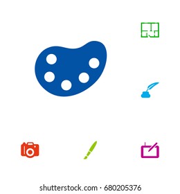 Set Of 6 Creative Icons Set.Collection Of Scheme, Brush, Photo And Other Elements.