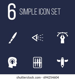 Set Of 6 Creative Icons Set.Collection Of Writing, Wings, Idea And Other Elements.