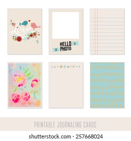 Set of 6 creative journaling cards. Hand Drawn textures made with ink and watercolor. 