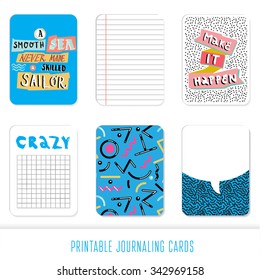 Set of 6 creative journaling cards and motivational poster