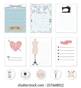 Set of 6 creative sewing cards. For journaling, scrapbooking and design.