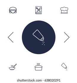 Set Of 6 Culinary Outline Icons Set.Collection Of Salt, Soup, Hamburger And Other Elements.