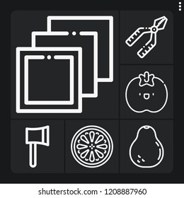 Set of 6 cut outline icons such as ax, layers, pliers, lemon, avocado