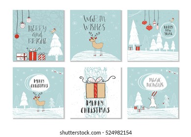 Set 6 Cute Gift Cards Hand Stock Vector (Royalty Free) 530658424 ...