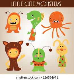Set of 6 cute little monsters