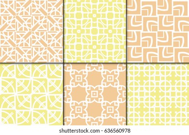 set of 6 decorative line geometric ornament. seamless vector illustration.