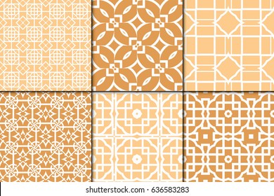set of 6 decorative line geometric ornament. seamless vector illustration.