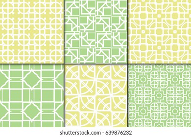 set of 6 Decorative Seamless geometric pattern. Simple print. Vector illustration. Texture for design wrapping, invitation, cards