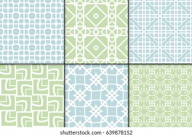 set of 6 Decorative Seamless geometric pattern. Simple print. Vector illustration. Texture for design wrapping, invitation, cards
