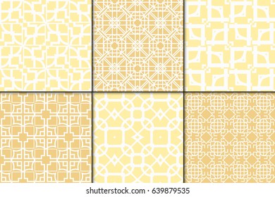 set of 6 Decorative Seamless geometric pattern. Simple print. Vector illustration. Texture for design wrapping, invitation, cards