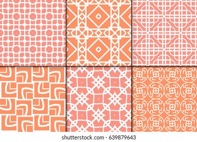 set of 6 Decorative Seamless geometric pattern. Simple print. Vector illustration. Texture for design wrapping, invitation, cards