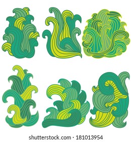 set of 6 decorative waves, design elements