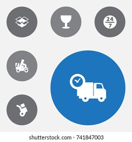 Set Of 6 Delivery Icons Set.Collection Of Service, Goblet, Shipping And Other Elements.