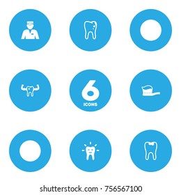 Set Of 6 Dentist Icons Set.Collection Of Caries, Dentist, Decay And Other Elements.