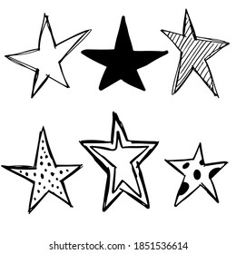 Set 6 Different Hand Drawn Stars Stock Vector (Royalty Free) 1851536614 ...