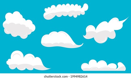 set of 6 different types of hand-drawn clouds. vector eps 10