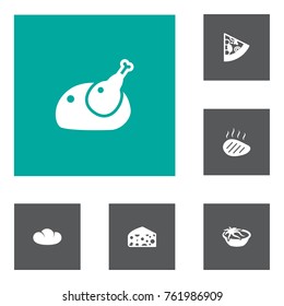 Set Of 6 Dish Icons Set.Collection Of Mutton, Pepperoni, Roasted And Other Elements.