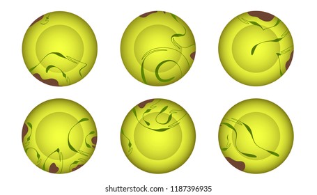 Set of 6 dishes in abstract tracery; vector