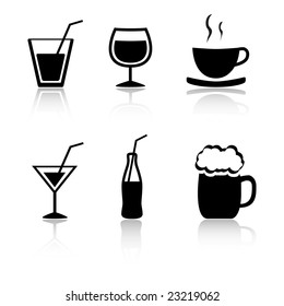 Set of 6 drink icon variations