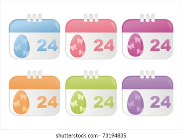 set of 6 easter calendar icons