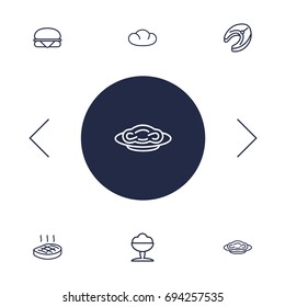 Set Of 6 Eat Outline Icons Set.Collection Of Steak, Bread, Pasta And Other Elements.