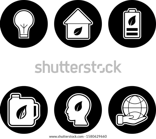 Set of 6 eco Icons on White Background\
Vector Isolated\
Elements...\
