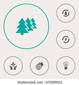 Set Of 6 Ecology Icons Set.Collection Of Renewable, Saving, Treatment And Other Elements.