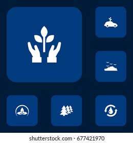 Set Of 6 Ecology Icons Set.Collection Of Treatment, Car, Protection And Other Elements.