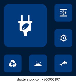 Set Of 6 Ecology Icons Set.Collection Of Purification, Fish, Cleaning And Other Elements.
