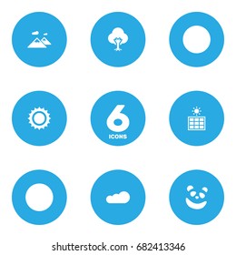 Set Of 6 Ecology Icons Set.Collection Of Overcast, Solar, Tree And Other Elements.